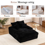 Luxury Cord Sofa, Multifunctional Sofa Bed, No Assembly, Black