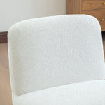 Scandinavian Lounge Chair with Wooden Frame and Soft Chenille Fabric, Ivory