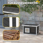 Wooden Cat House, Scratching Mat, Weatherproof, Indoor/Outdoor, Grey