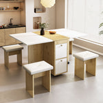 Dining Table Set Extendable Folding Multifunctional 4 Chairs White + Oak