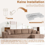 Modern U-Type Leisure Sofa with Modular Non-Assemble Design and Lounge Chairs, Lamp Fabric