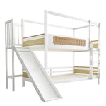 Children's Bunk Bed 90x200 with House Frame & Slide, Wood Color