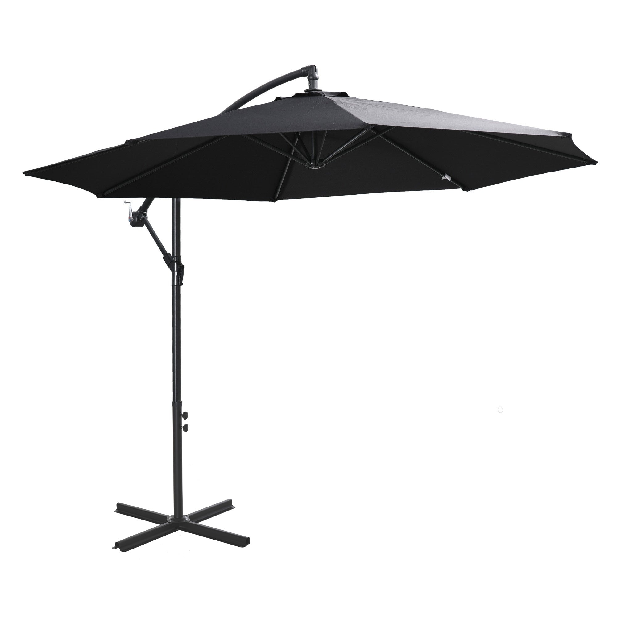 Cantilever Parasol Crank Steel Frame Ø3x2.5m, Black Polyester Fabric