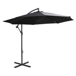 Cantilever Parasol Crank Steel Frame Ø3x2.5m, Black Polyester Fabric