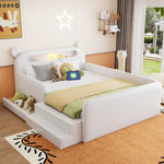Children's Upholstered Bed 140x200 Bear Headboard White Faux Leather