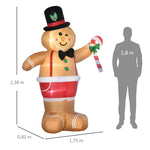 Inflatable Christmas Figure, Gingerbread Man, 2m, Multicolored
