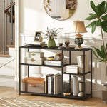 Console Table, 4 Shelves, Steel Frame, Black
