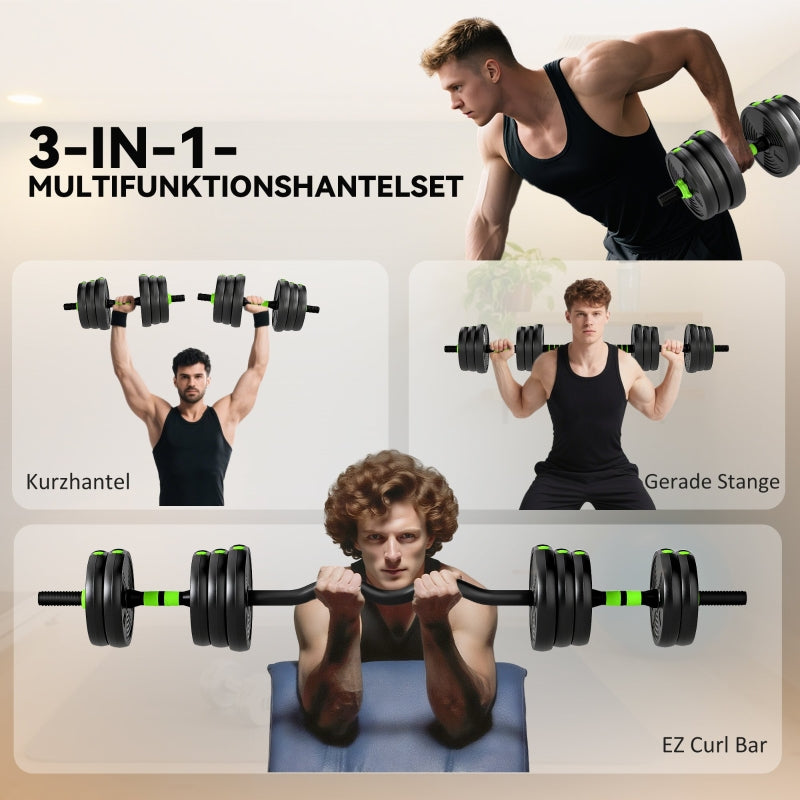 Adjustable Dumbbell Set, 20 kg Barbell Weight Training Set