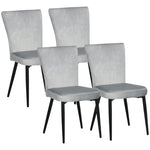 Dining Chair Set of 4, Kitchen Chairs, Backrest, Grey Velvet