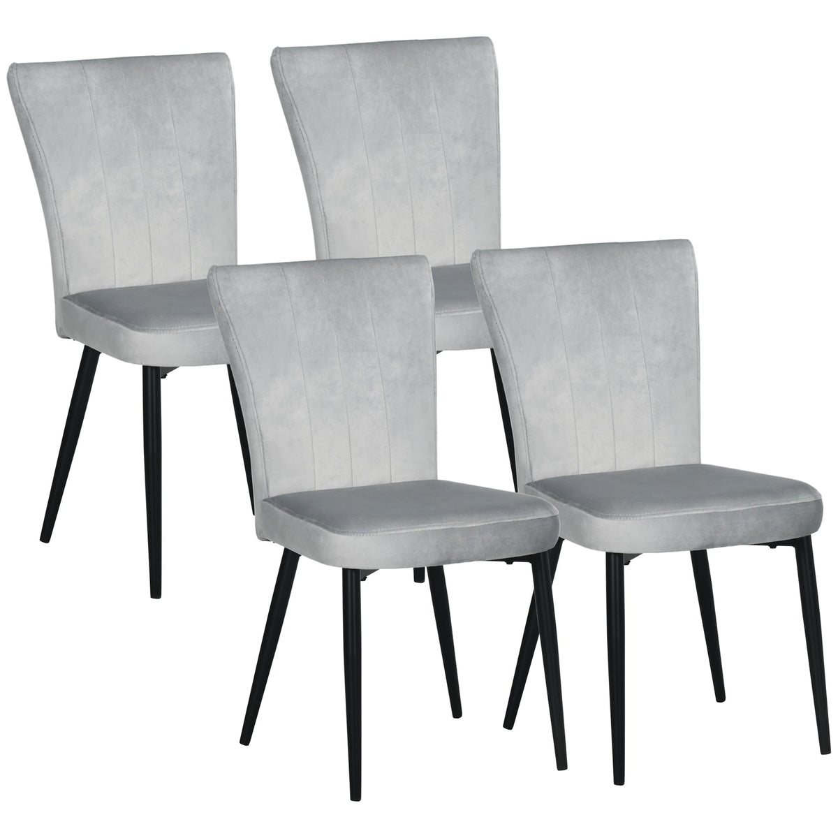 Dining Chair Set of 4, Kitchen Chairs, Backrest, Grey Velvet