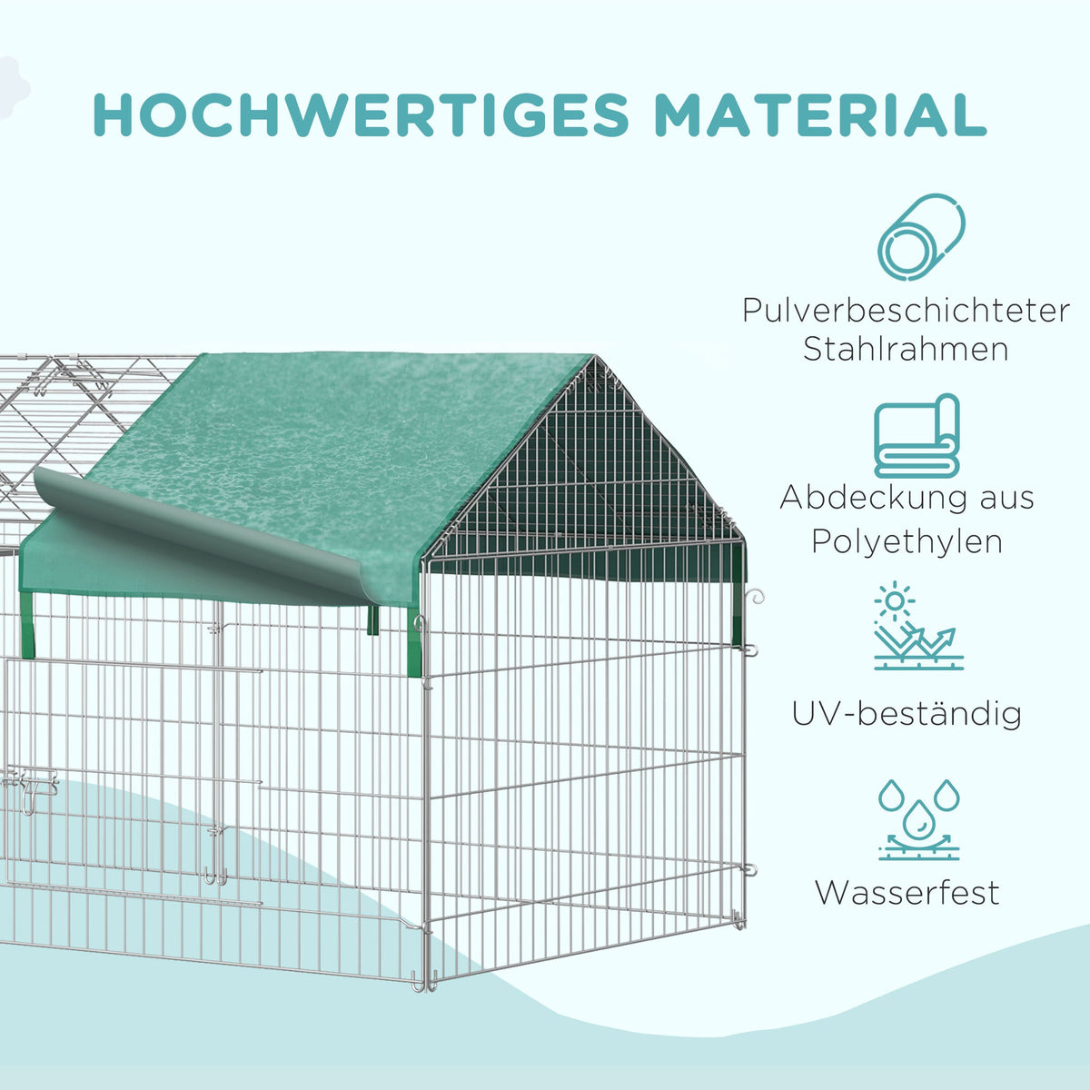 Outdoor Enclosure Playpen with Cover for Guinea Pigs, Steel