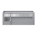 Children's Bed 140x200cm with Railing & Door, Grey Wood