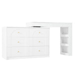 Rotating Dressing Table, LED Lighting, Vanity/Office Table, White