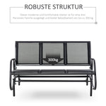 Rocking Chair 3-Seater Garden Swing Sturdy Weatherproof, Metal Black