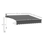 Clamp Awning, Hand Crank Solar Light UV 50+, 300cm, Gray