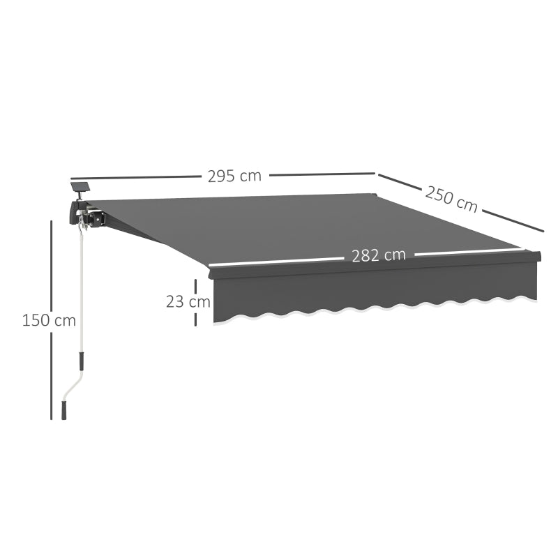 Clamp Awning, Hand Crank Solar Light UV 50+, 300cm, Gray