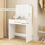Dressing Table with Mirror, Compact 3 Drawers, White