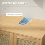 kleankin Vanity Unit, Rattan Look, Anti-Tip Protection, Oak