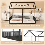Metal Bed 90x200cm House Design Ladder - Black Iron Frame