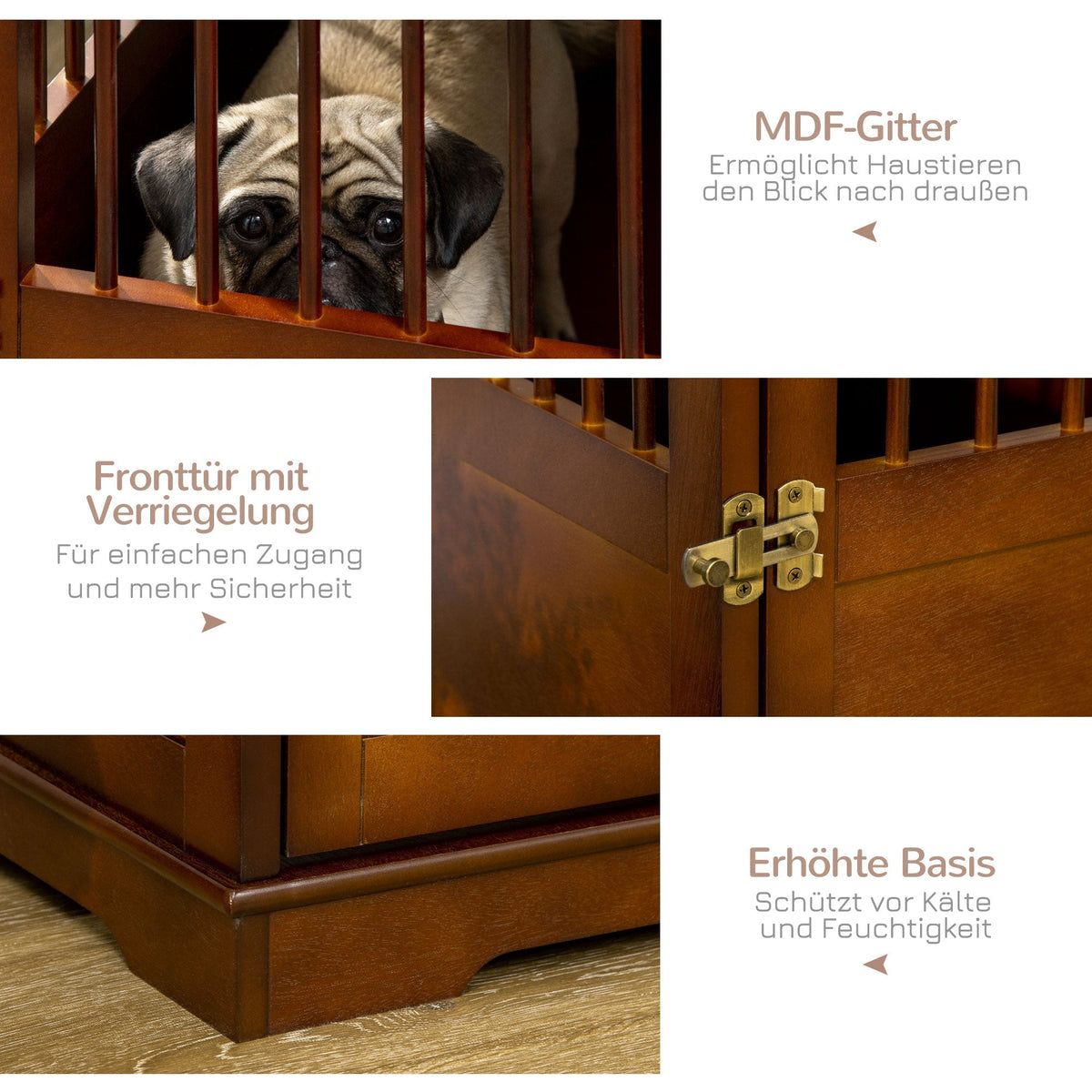 Dog Cage Indoor Tabletop Lockable Door, Brown
