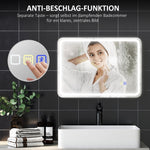 Bathroom Mirror with Lighting, LED, Bluetooth, Anti-Fog, Silver