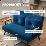 Sleeper Sofa Recliner, Fold-Out Bed Adjustable Backrest, Velvet Blue