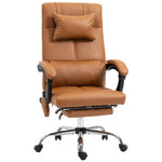 Office Chair, Massage Lumbar Heating 6-Point Faux Leather, Light Brown