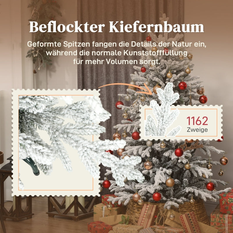 Artificial Christmas Tree 150cm 1162 Branches Snow, Green & White