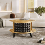 Coffee Table Rotating Side Table with Hidden Storage
