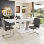 Extendable Dining Table with Butterfly Frame and Leaf, Marble Top and Metal