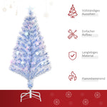 Artificial Christmas Tree, 3 LED Lights, PVC Metal, White & Blue