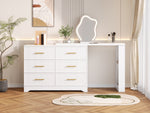 Rotating Dressing Table with LED Lighting, 110x40x129 cm, White