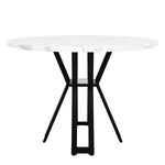 Round Dining Table 100cm 4-6 Seater - Black Legs Marbled MDF