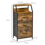 Fabric chest of drawers with 3 drawers, steel frame, rustic brown