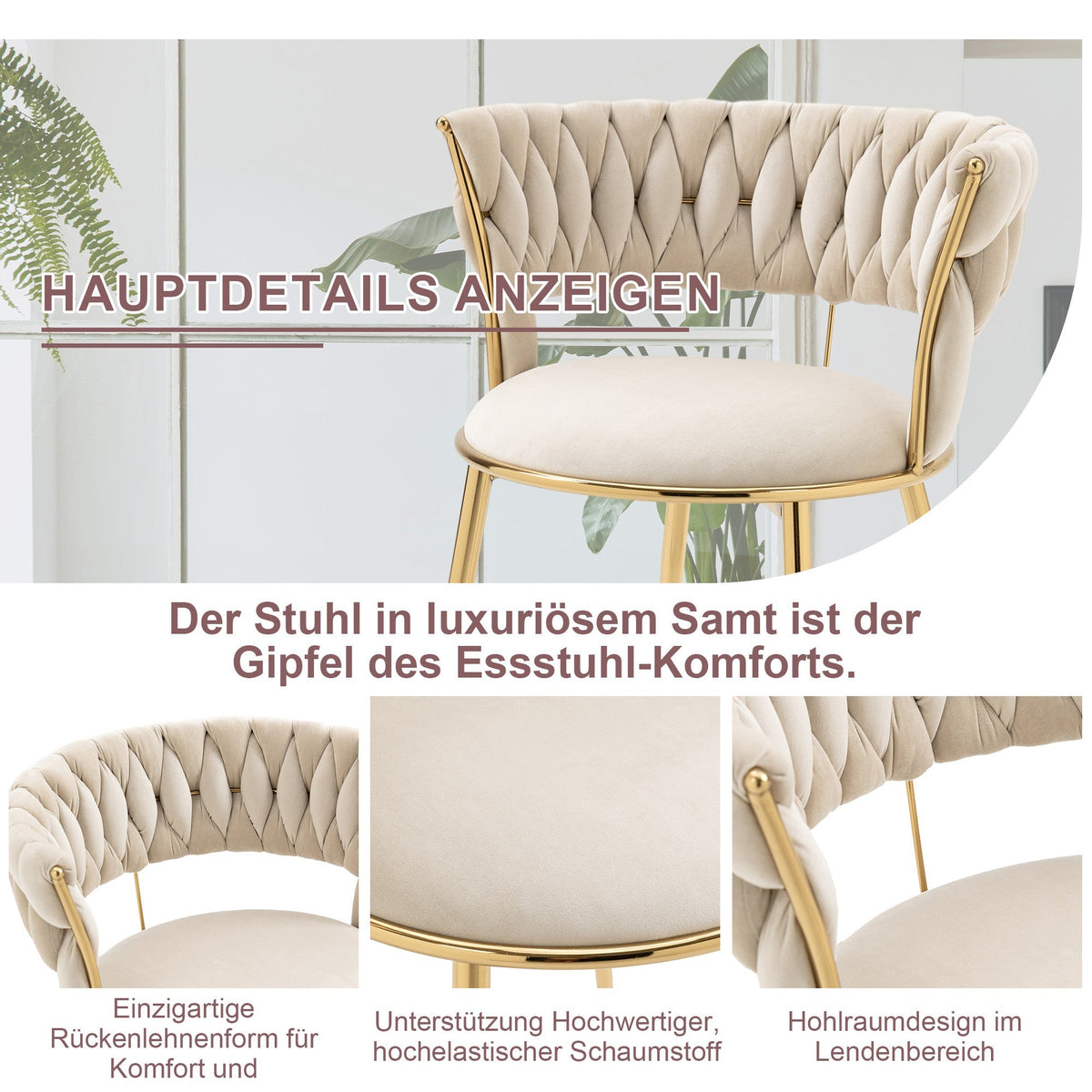 Soft Velvet Dining Chair Set - 2-Piece, Padded, Finger-Shaped Backrest, Armrests