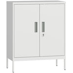 Lockable Steel Cabinet 2 Doors Adjustable Shelves - White