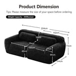 2-Seater Sofa Modular Frameless Plush Fabric with Cushions - Black