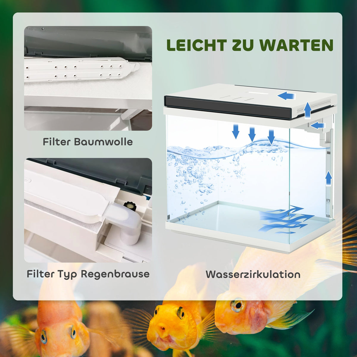 Aquarium 26-Liter, Filter, LED Lighting, Water Pump, Clear Glass