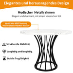 Round Dining Table 80x80cm Marbled Top 4-6 Seater - Black Legs