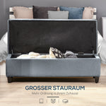 Upholstered Storage Bench with Lid, Linen Look, Grey