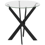 Dining Table, Round for 4 People, Steel Legs, Tempered Glass, Black + Transparent