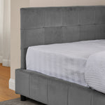 Single Bed 90x200cm High Backrest Velvet Dark Grey