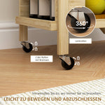 Kitchen Cart with Wine Rack, 2-Level Rolling, Bamboo Natural