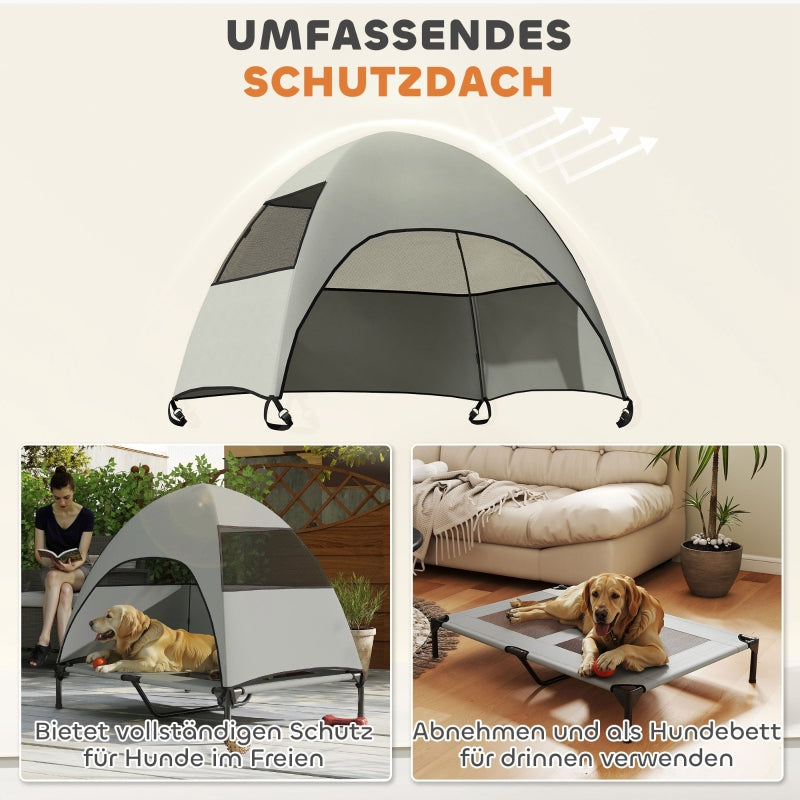 Outdoor Dog Bed, Raised with Roof for Large Dogs, Light Grey
