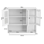 Bathroom Wall Cabinet, 3-Door Wooden with Open/Hidden Storage & Towel Bar, White