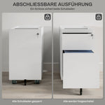 Mobile Filing Cabinet, 3 Drawers Lock A4 Legal Hanging Files, Steel White