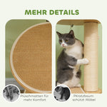 Cat Tree, Ceiling-High Sisal Rope Posts, Engineered Wood, Oak+Cream White