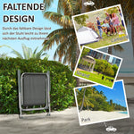 Folding Chair Set of 4, Foldable Garden Camping with Backrest Armrest, Oxford Grey