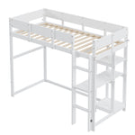Loft Bed with Storage 90x200cm Solid Pine Wood White
