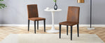 Minimalist Dining Chairs Set of 2 with Metal Legs, Brown Woven Fabric